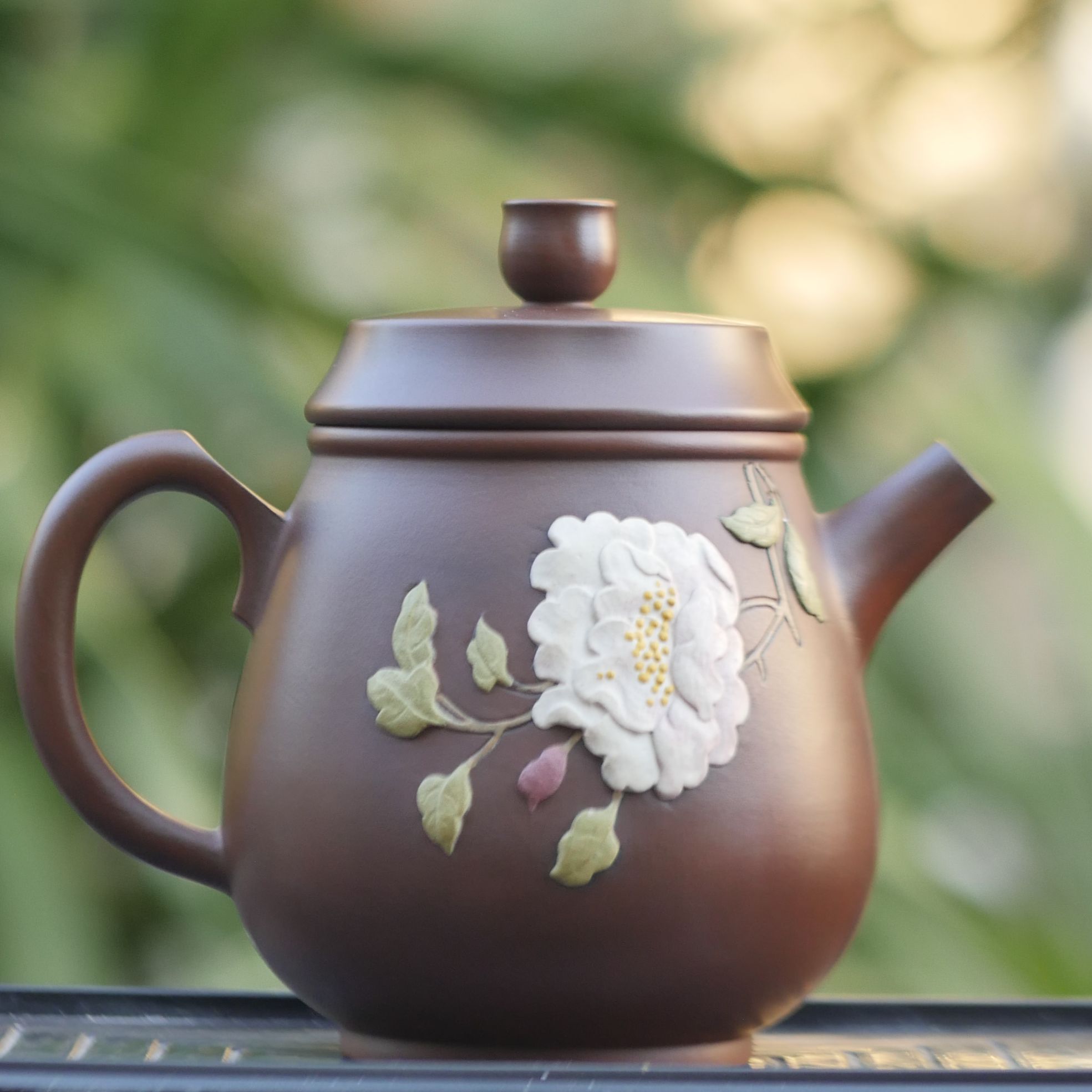 《云小陶》建水紫陶程志美老师阴刻阳填堆雕160cc全手工纯手工手制