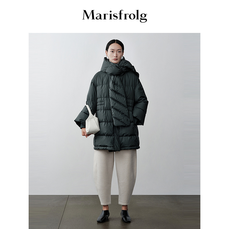 Marisfrolg玛丝菲尔宽松加厚女士简约运动连帽羽绒服A1DE4705Y