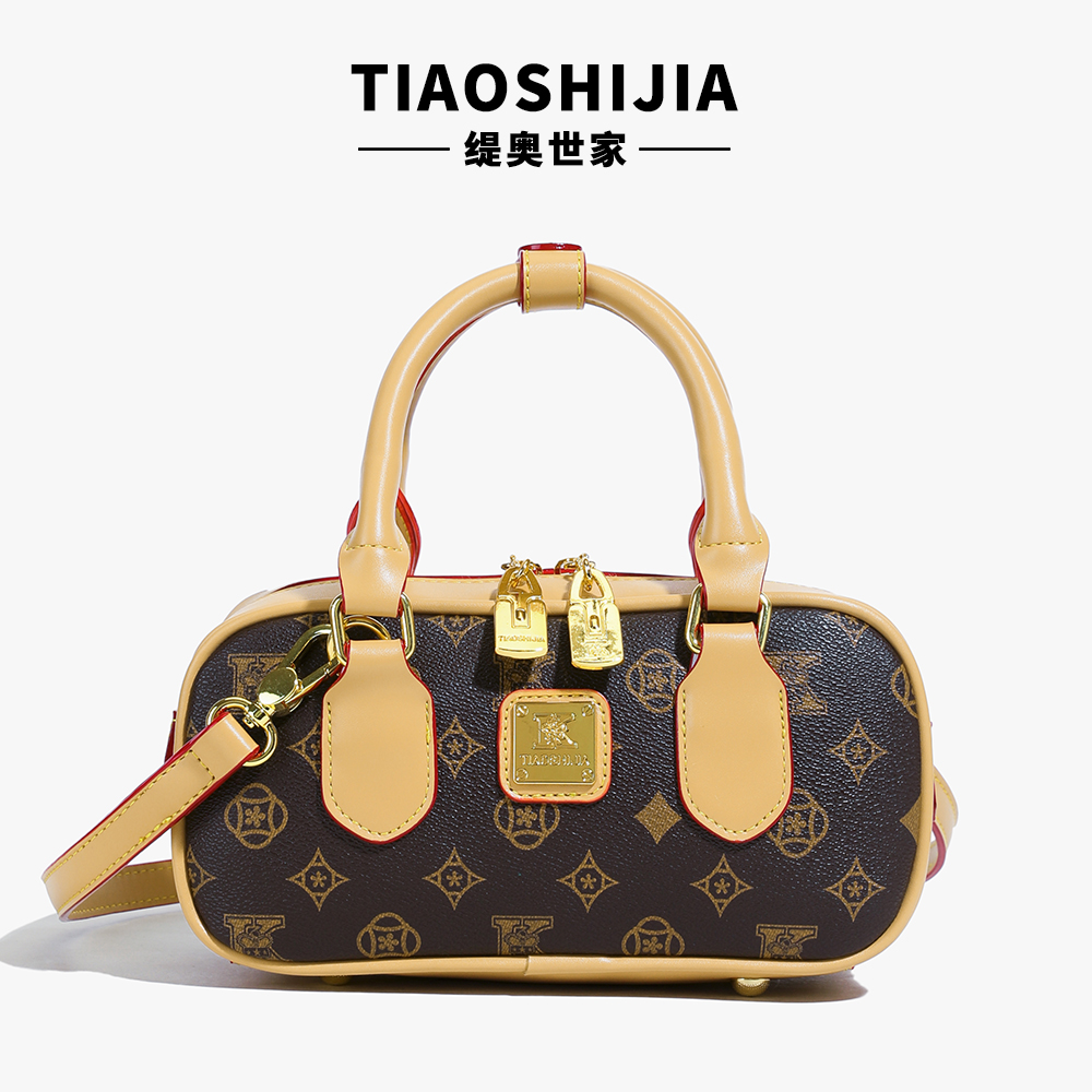 复古保龄球包2025爆款高级感时尚印花小包包小众百搭手提斜挎包