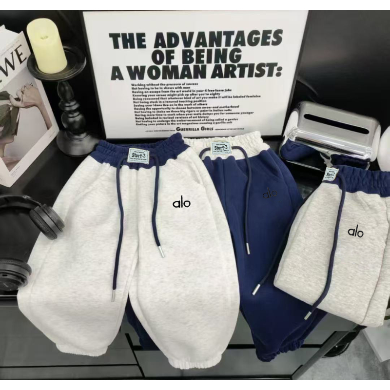 秋季新款儿童中大童百搭拼色刺绣字母休闲卫裤休闲裤男童女童