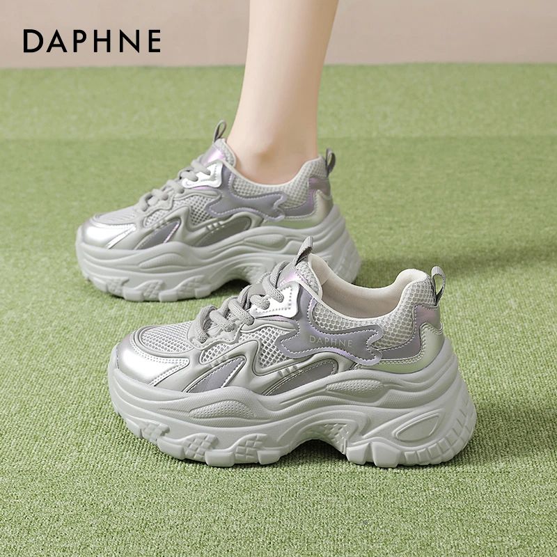 达芙妮女春2026休闲百搭网面透气鞋子小个子女士厚底增高运动鞋商品图