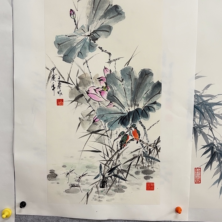 国画花鸟等多种鸟类的栖息