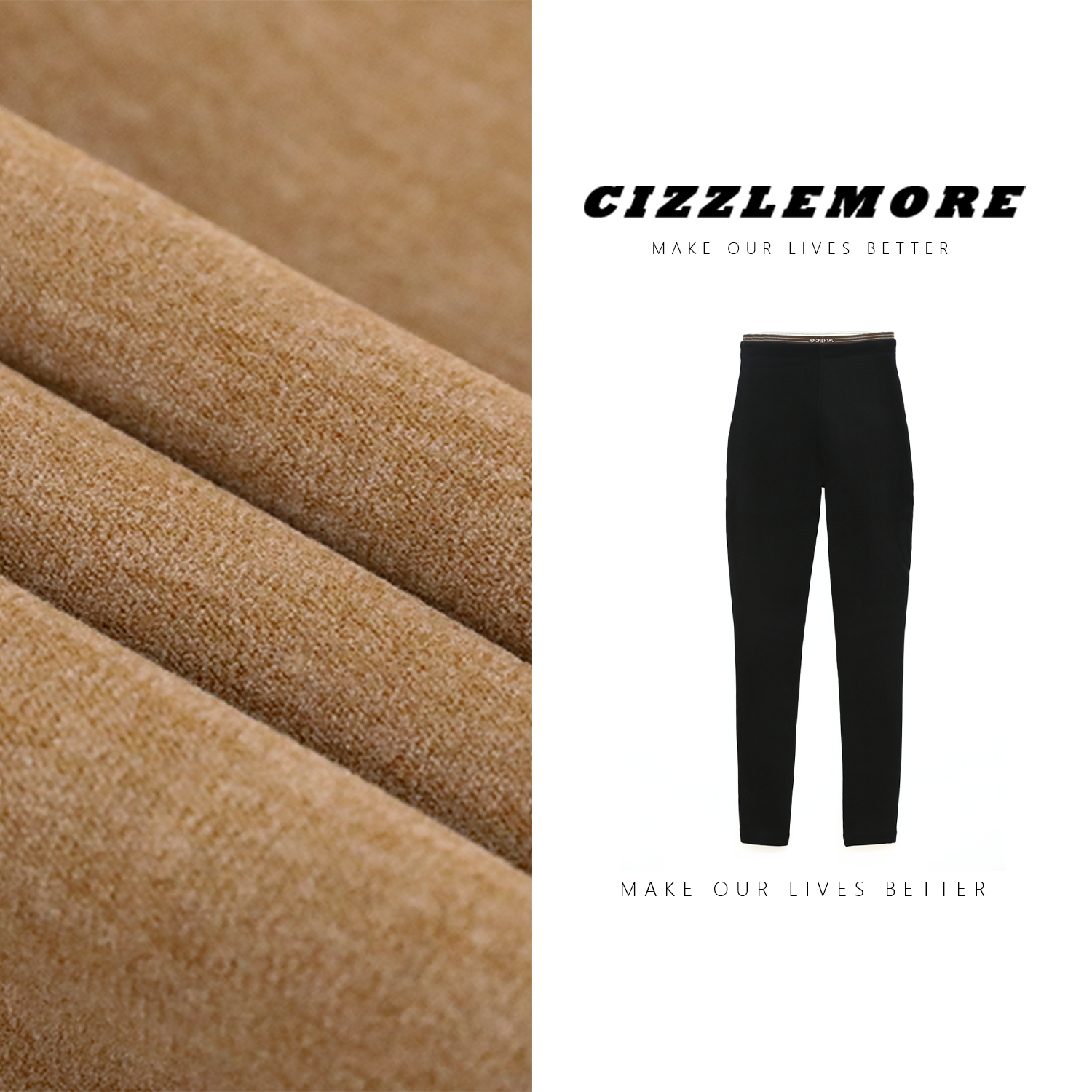 【慕斯自由】拼色腰头修身显瘦保暖打底裤