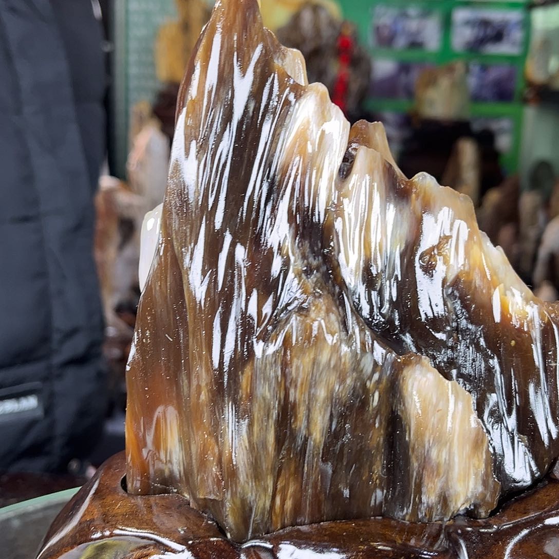 缅甸天然树化玉摆件