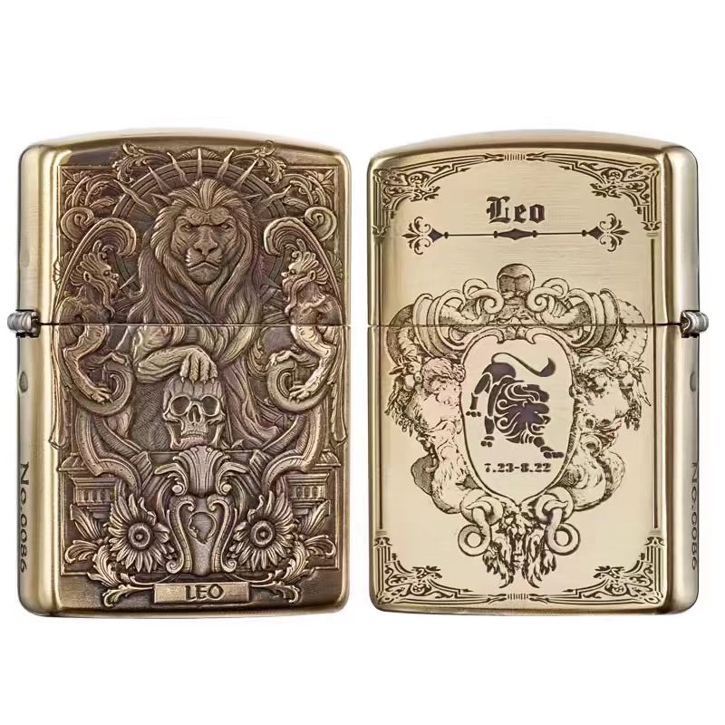 Zippo打火机铜盔甲十二星座DY9912DK