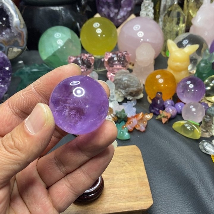 水晶摆件未镶嵌紫小球3.5厘米