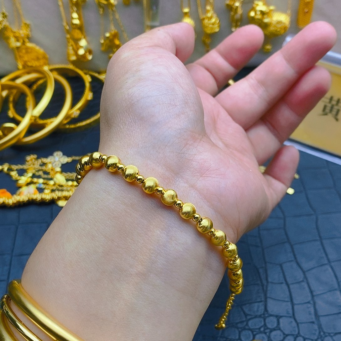 纯铜石英石丝绒琉璃珠手链