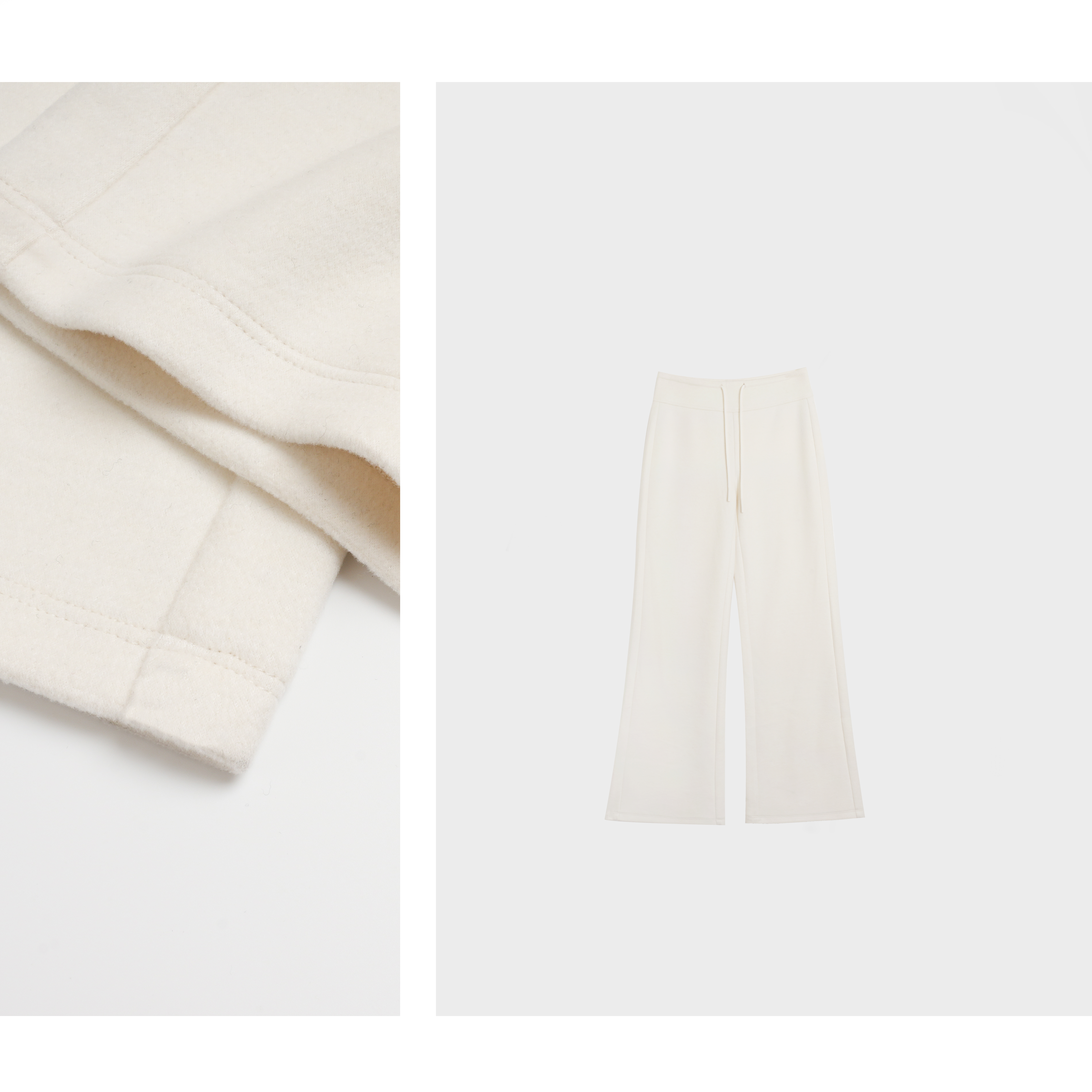 【油画栀子】微喇裤女秋冬米白色加厚中低腰修身显瘦垂感休闲裤