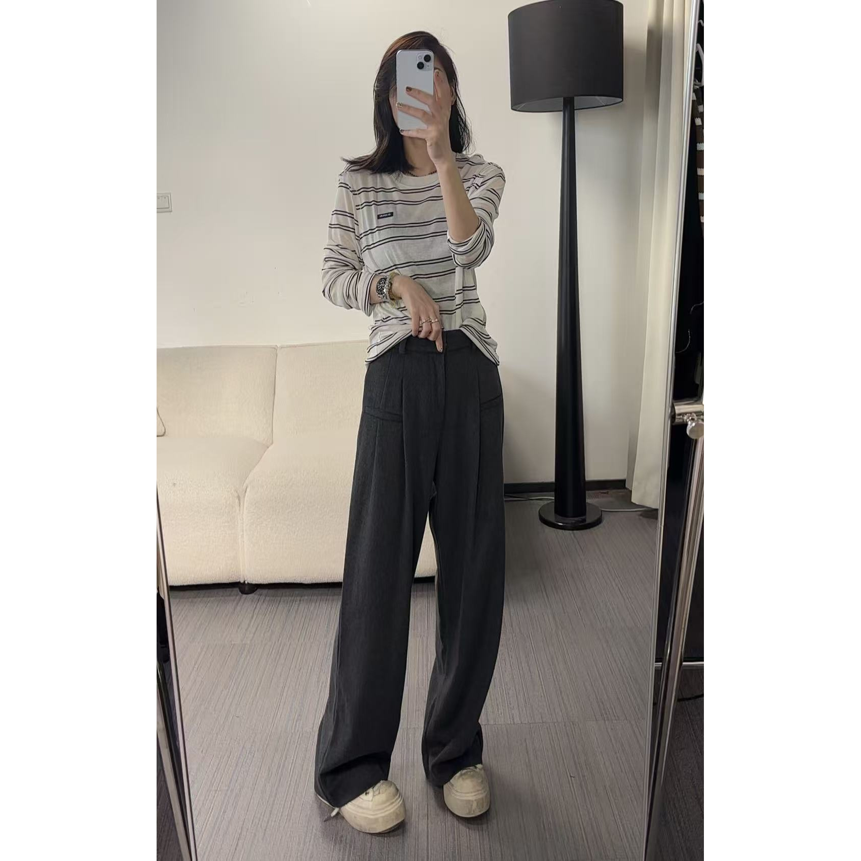 248101秋冬杨老板定制款羊绒尼裤直筒休闲裤