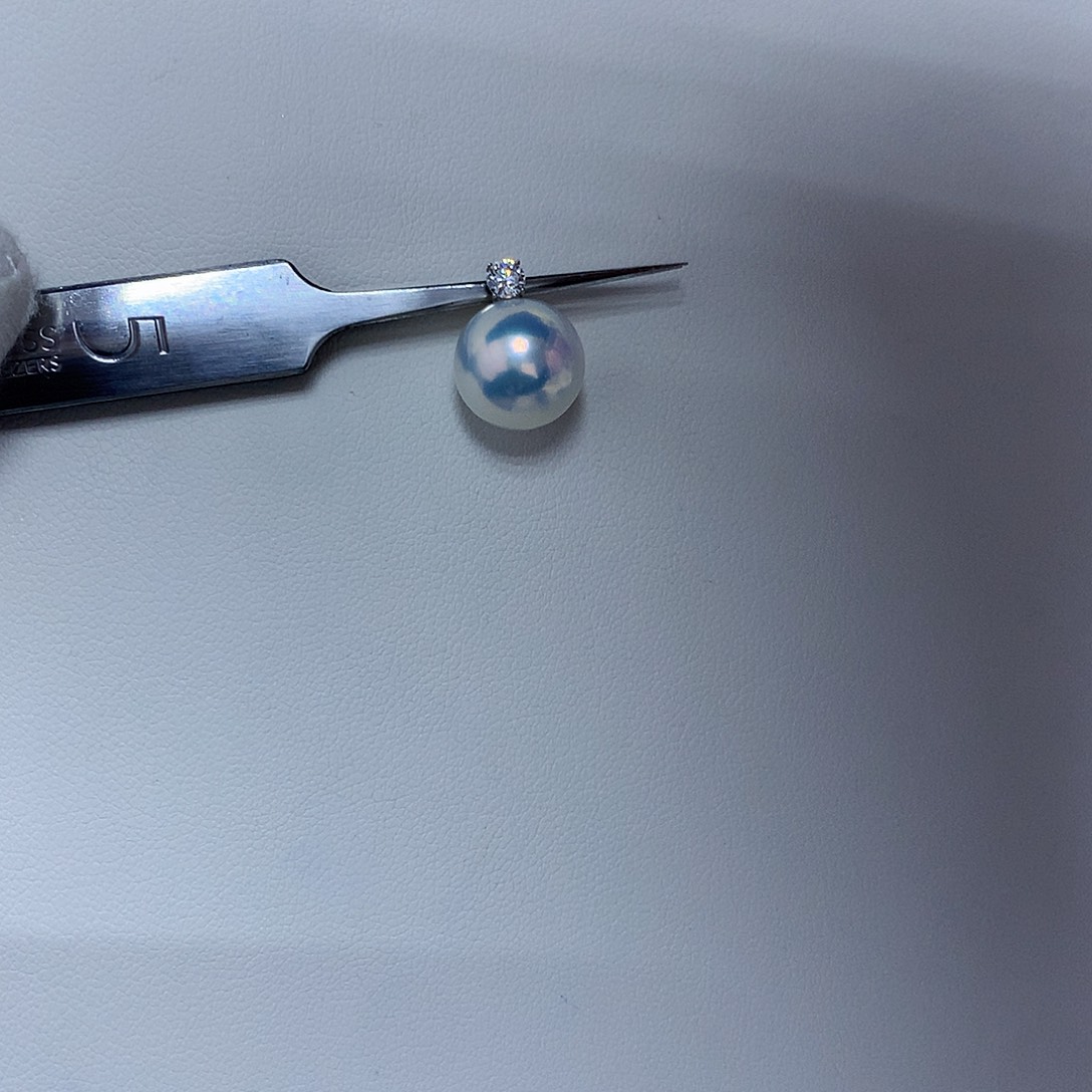 淡水珍珠吊坠(不含链)18K金镶嵌10-11