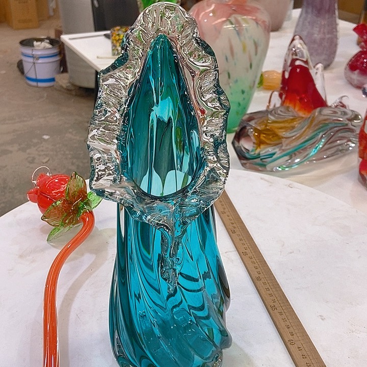 琉璃琉璃花瓶高33口5