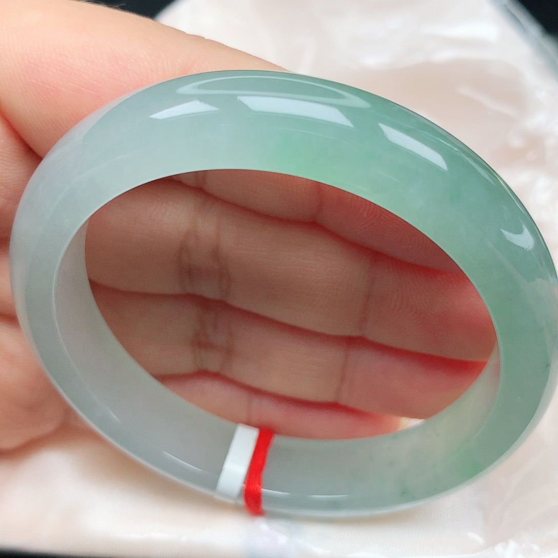 未镶嵌手镯翡翠25冰胶绿半山水