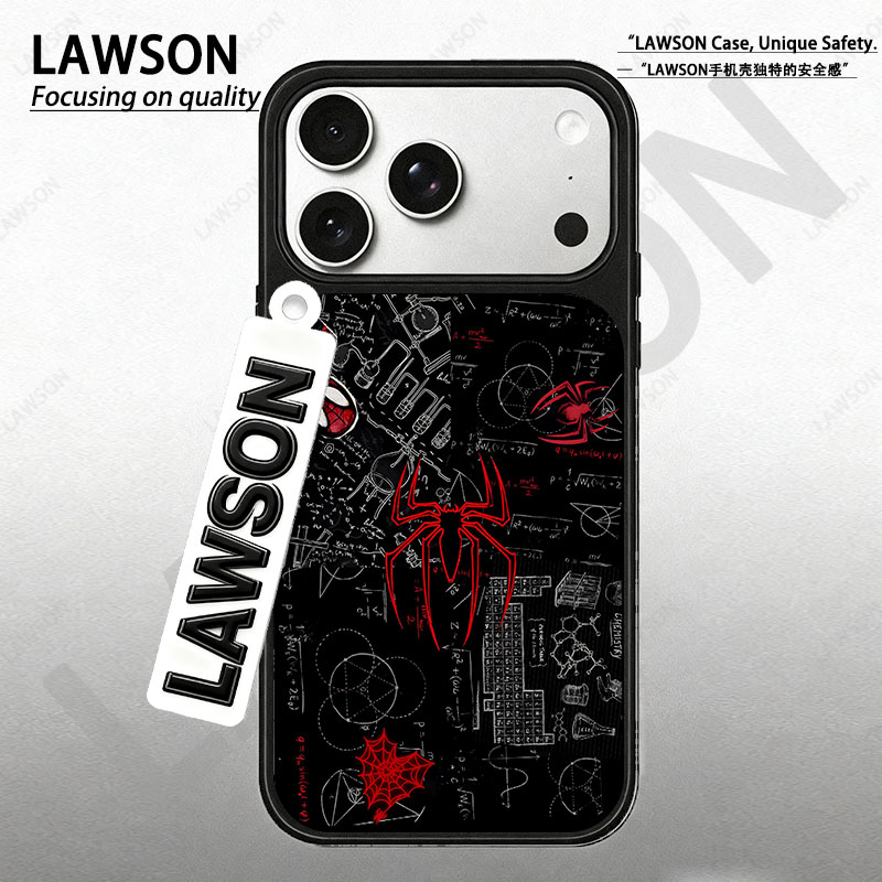 蜘蛛侠磨砂磁吸黑边苹果17promax/16/15华为小米防摔防汗手机壳