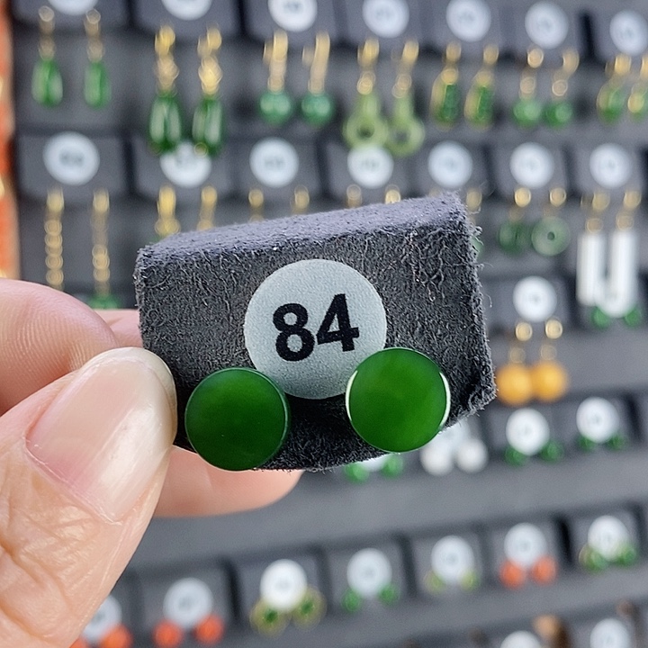 和田玉耳饰18K金镶嵌