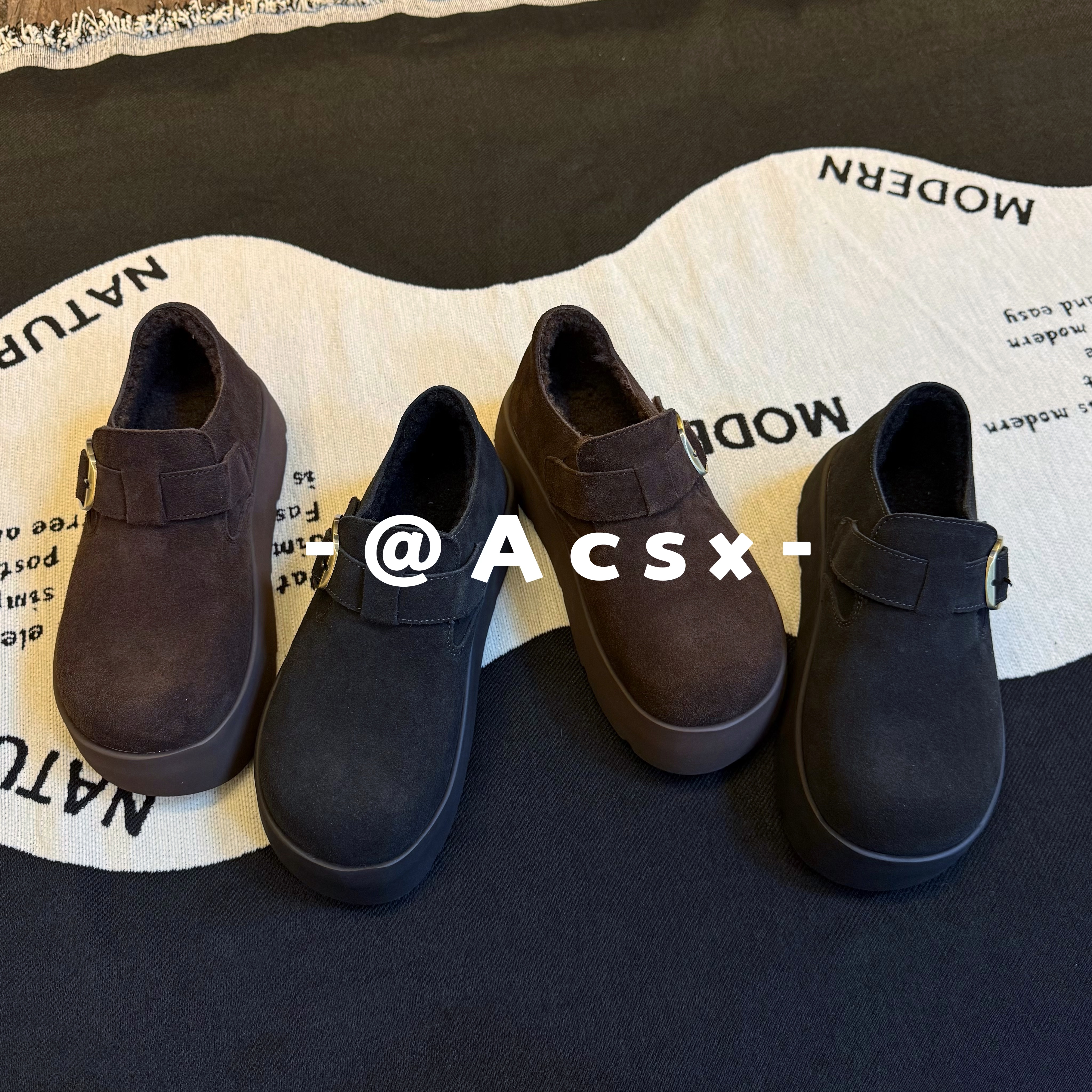 【阿茶】显腿长~跟高5CM /2025秋冬新款真皮加绒加厚厚底增高博肯鞋