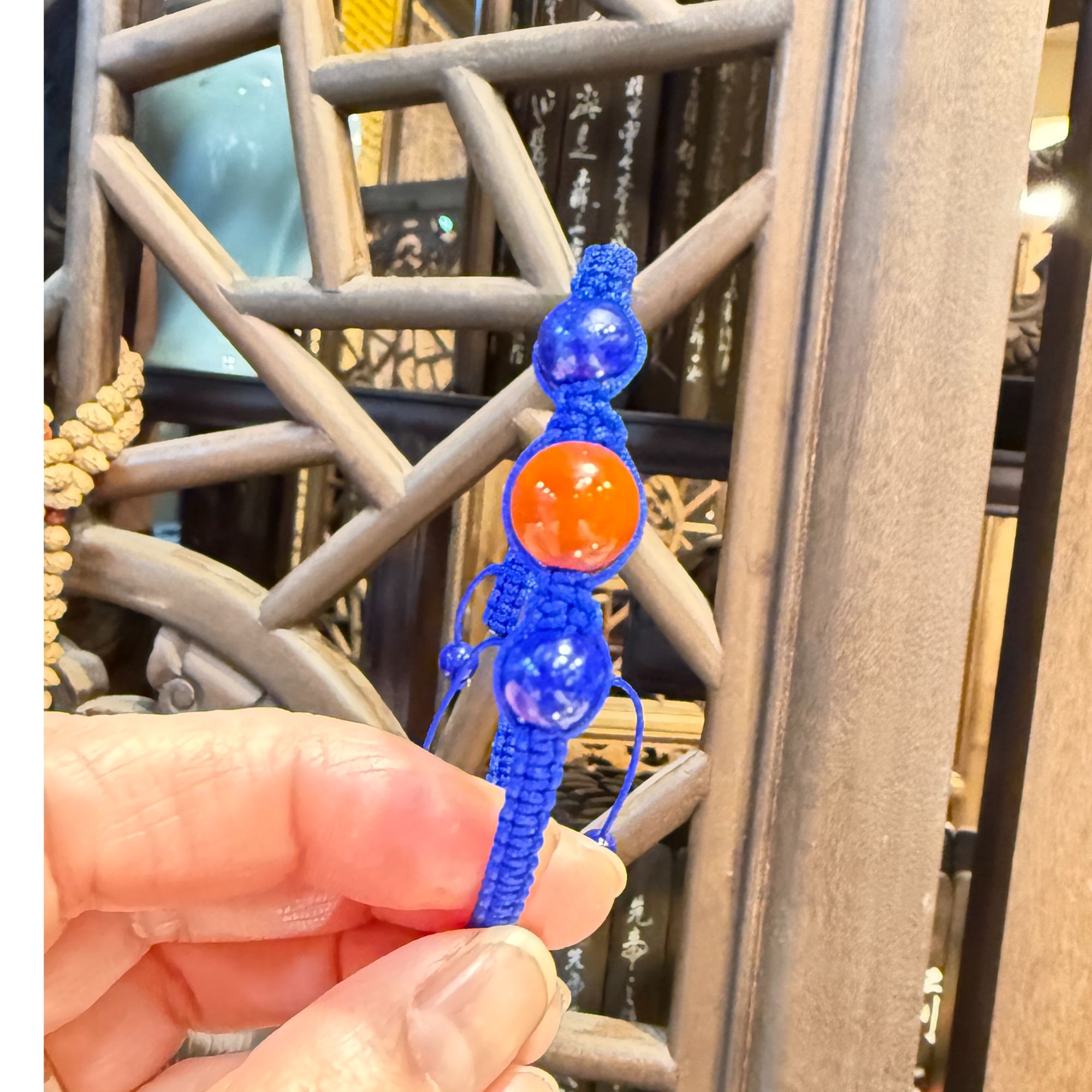 非金属仿珍珠手链 非金属仿Diy手编手链蓝色手串手饰手绳编织复古