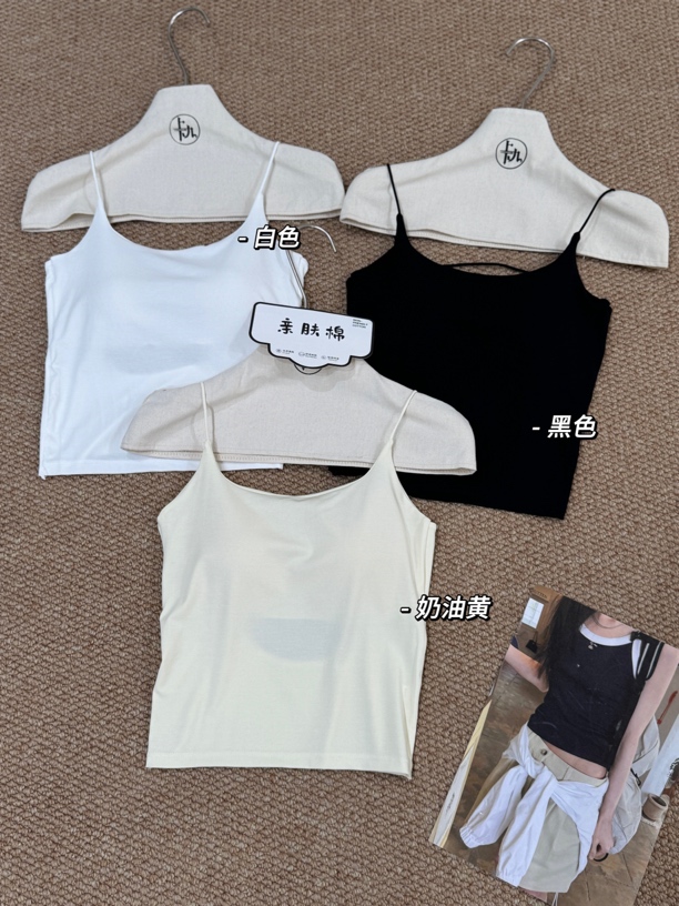 韩版吊带美背带胸垫一体式纯色显瘦百搭基础款薄款