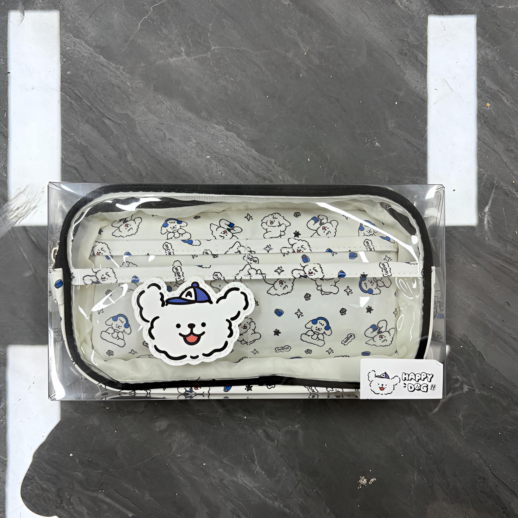新款儿童笔袋线条小狗笔袋