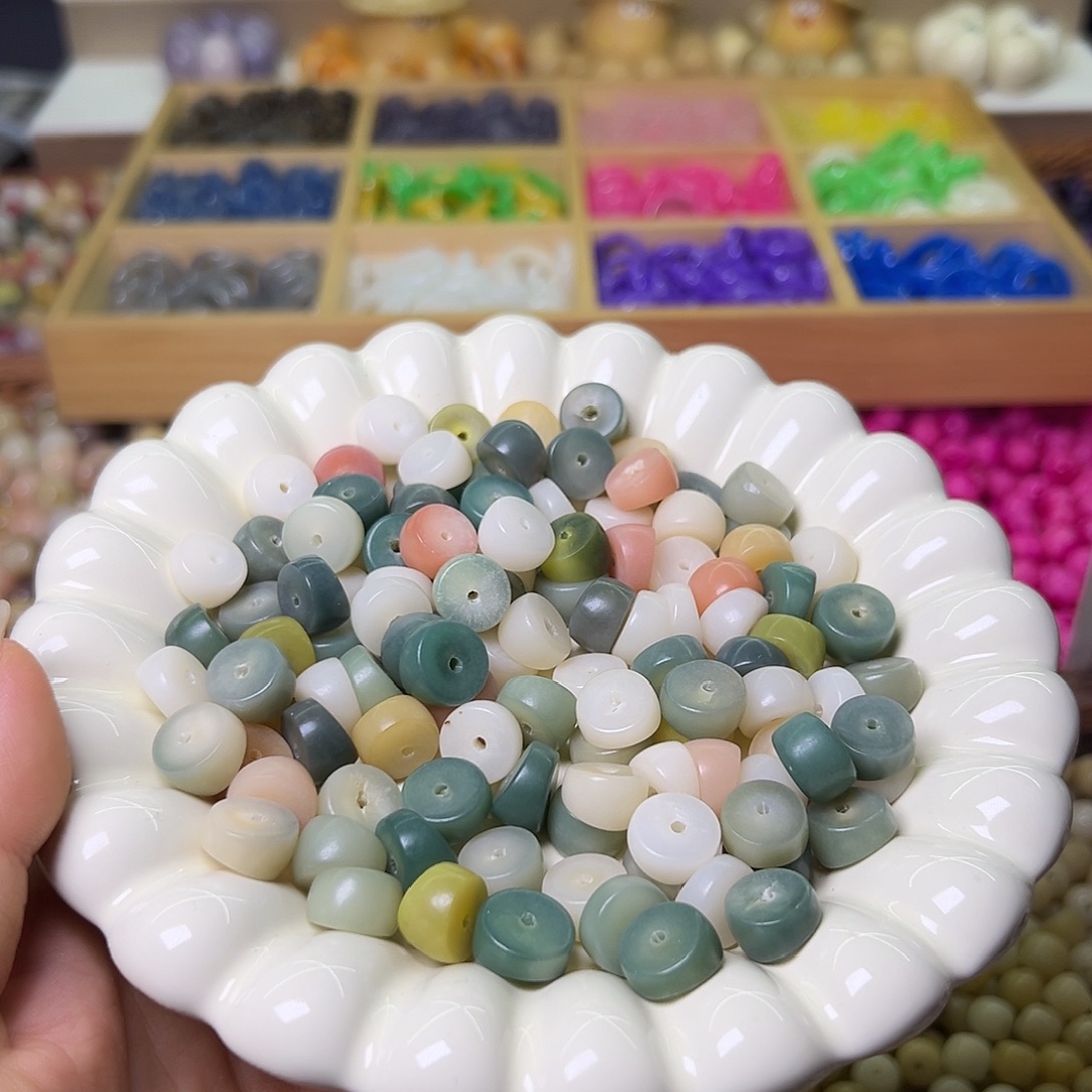 菩提根/象牙果手串瑕疵12绿多宝大肠100颗卡牌➕50颗