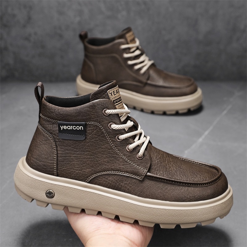 意尔康男士马丁靴2025新款冬季靴子加绒加厚保暖大棉鞋厚底工装靴