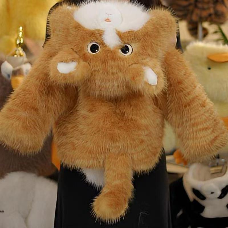 男女童2025冬季加绒加厚可爱猫咪毛毛衣儿童毛茸茸宝宝棉服外套