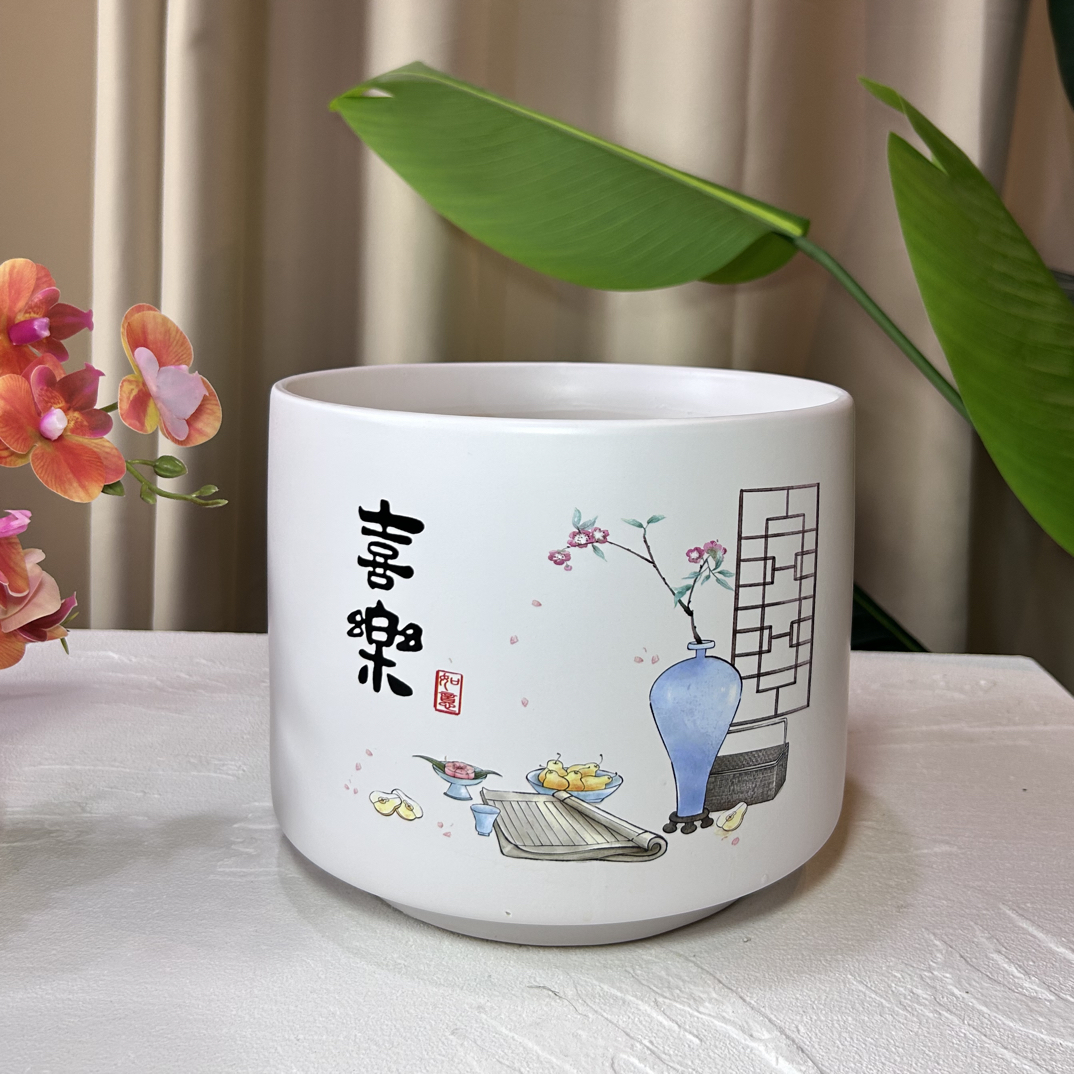 C179口22高18创意喜乐透气花盆适合蝴蝶兰多肉等绿植花卉