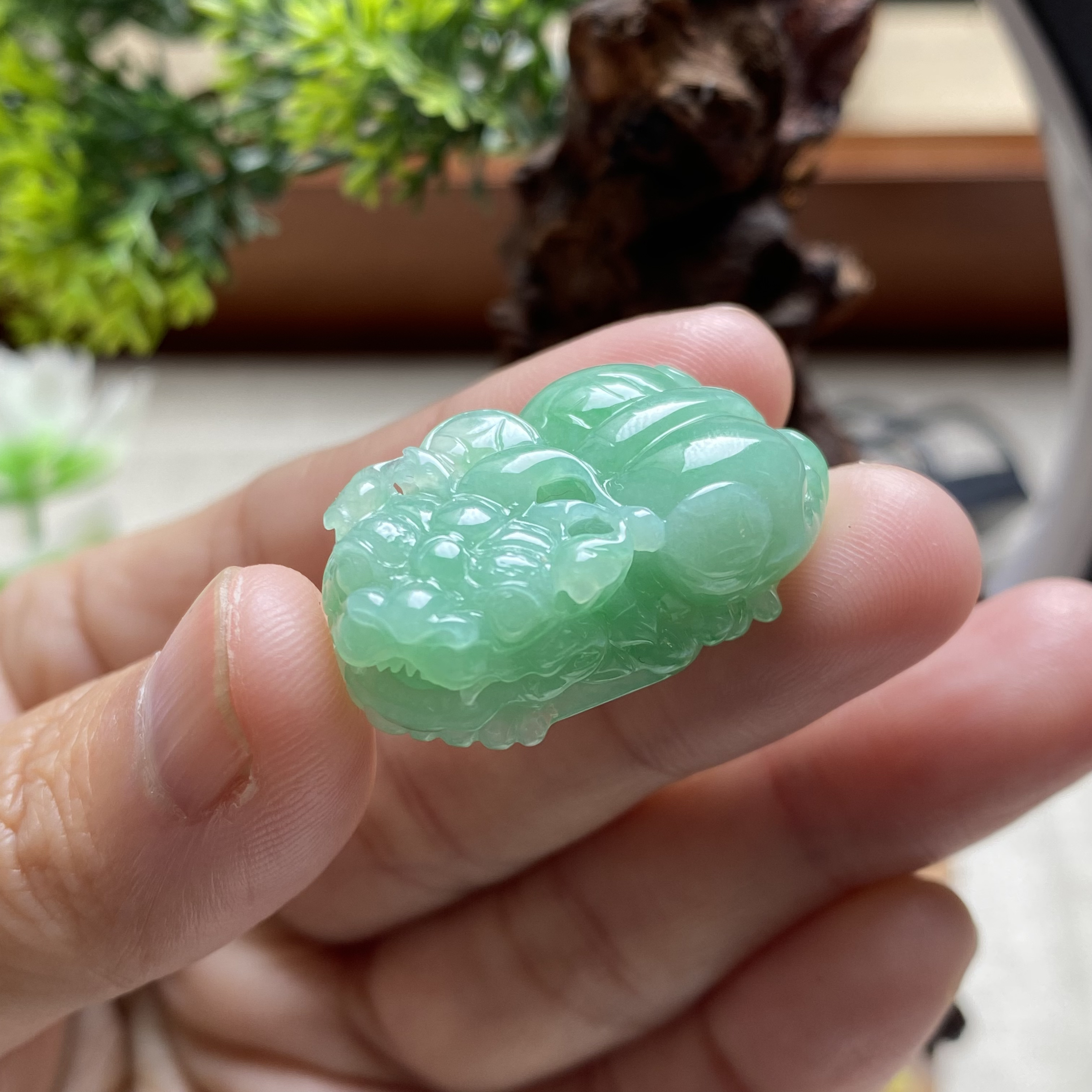 天然翡翠A货冰润满绿貔貅吊坠挂件手链款