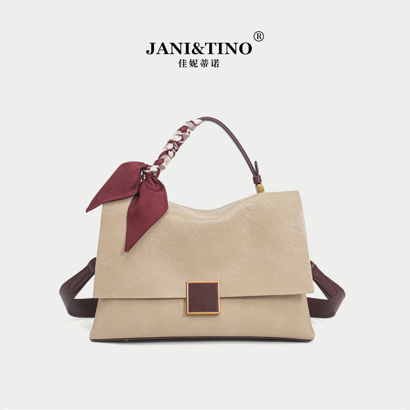 JANITINO/佳妮蒂诺当季新款洋气高级感女士单肩手提包4961红配杏