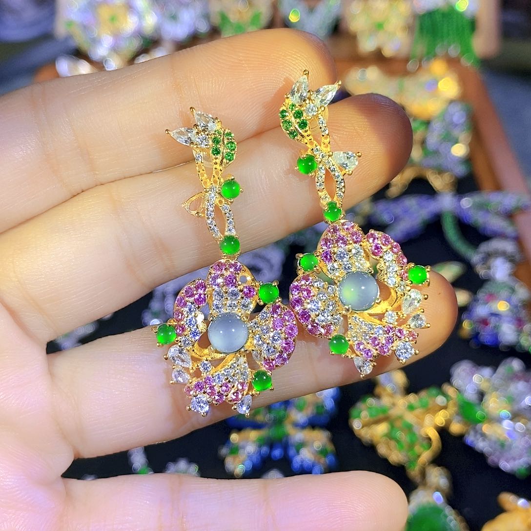 吊坠(不含链)银S925镶嵌翡翠