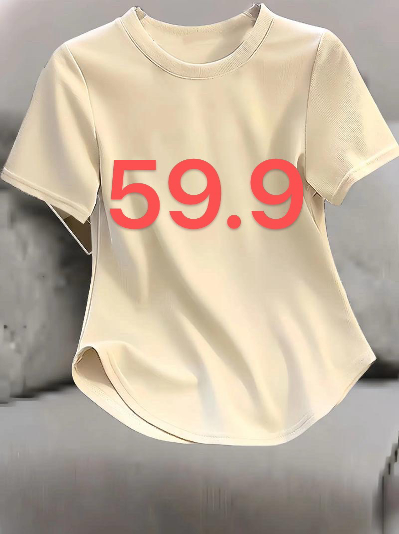 短袖圆领极简风透气宽松型T恤白色半袖休闲显瘦韩版