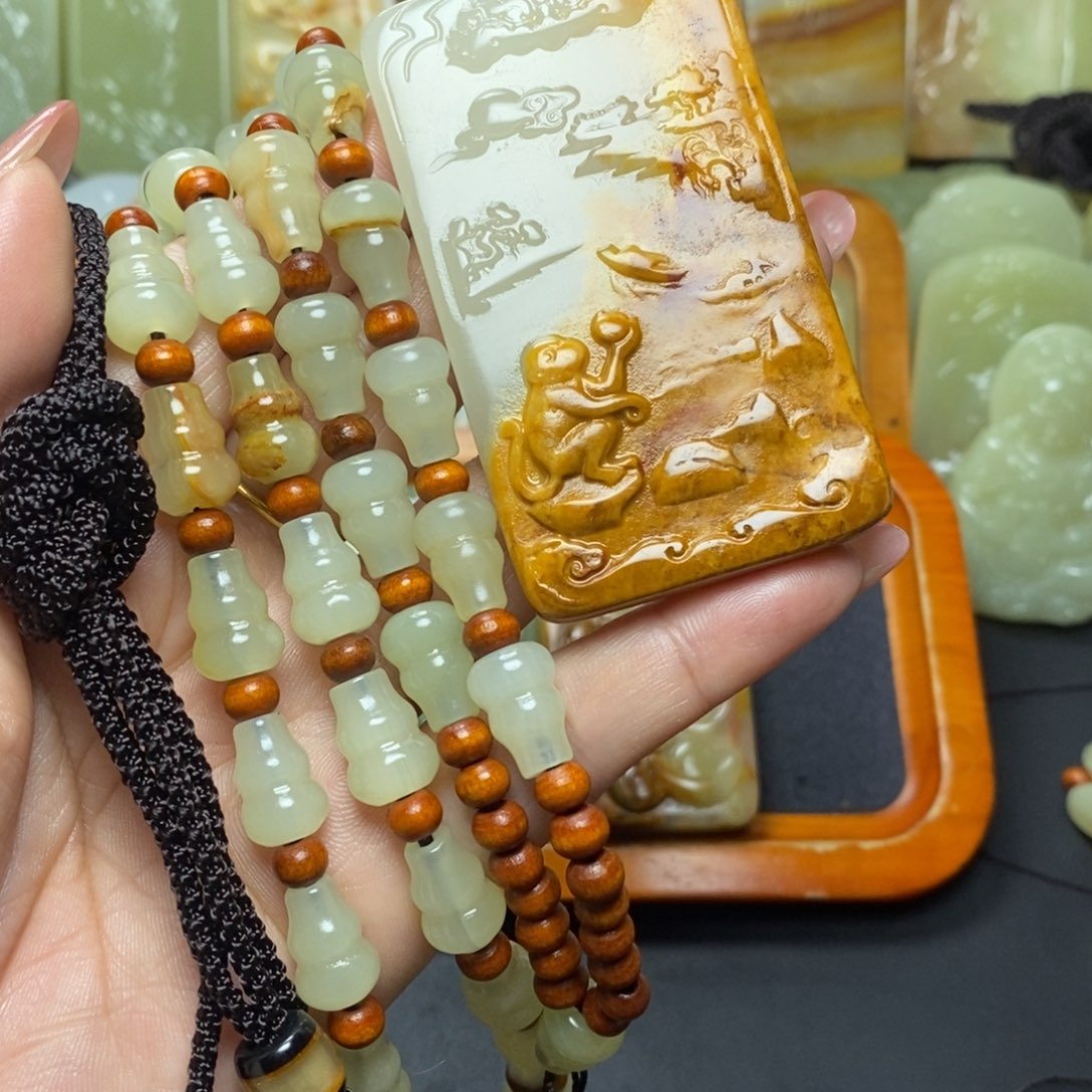 盆景石方解石生肖猴