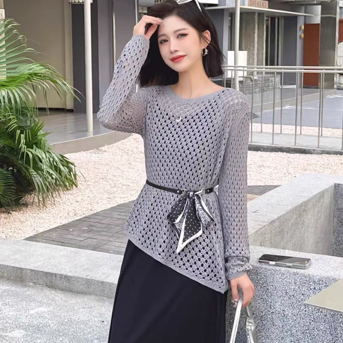 法式气质高腰修身显瘦长袖吊带连衣裙两件套女