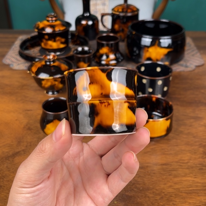 杯玳瑁釉小竹节杯