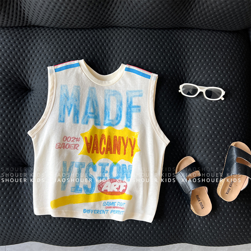 【小首尔】现货【拥抱夏天】男女童夏季涂鸦设计款无袖背心HBB7519