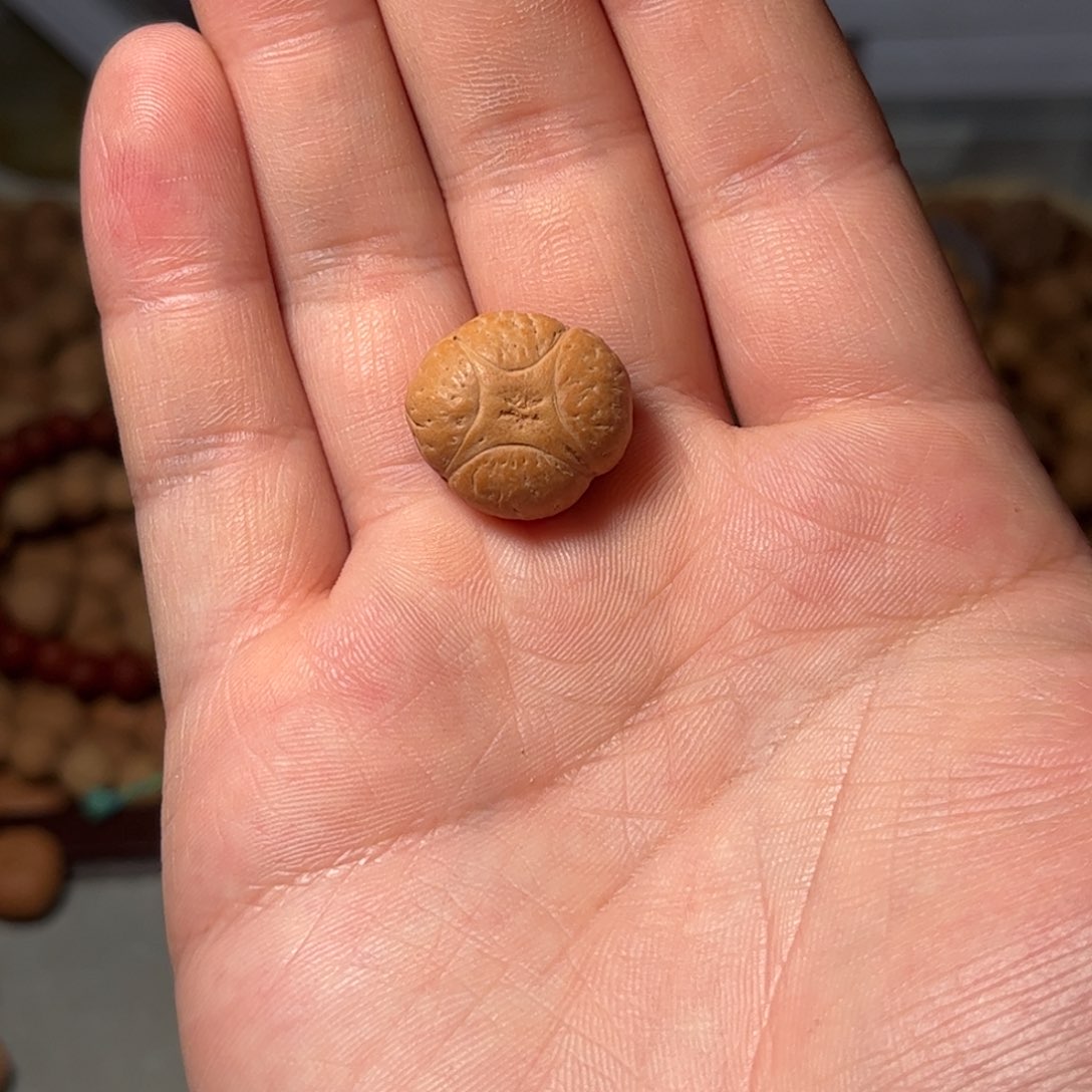 桃核吊坠19.7mm麒麟眼单颗，开孔不退，偏远不包