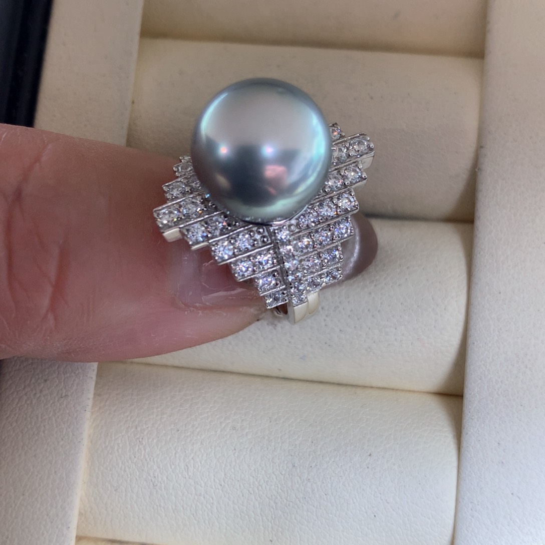 海水珍珠戒指银S925镶嵌
