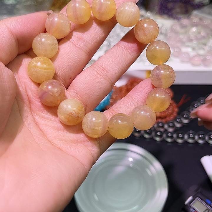 水晶手链未镶嵌14毫米黄萤石手链