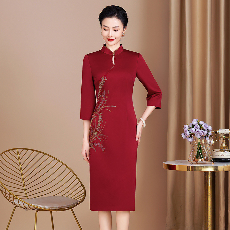 中年夏装新中式旗袍2025中老年女裙子小个子婆婆礼物新款873