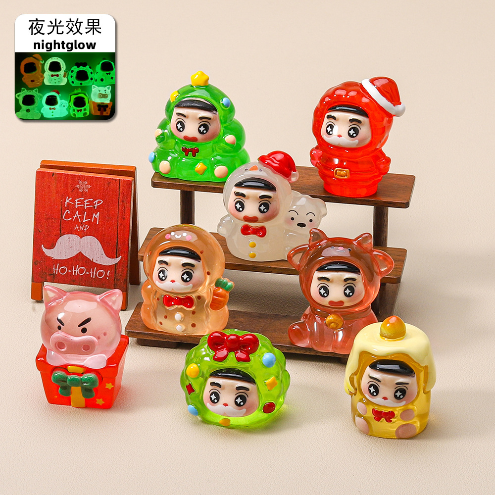 【双许愿+九宫格】夜光圣诞小新树脂摆件