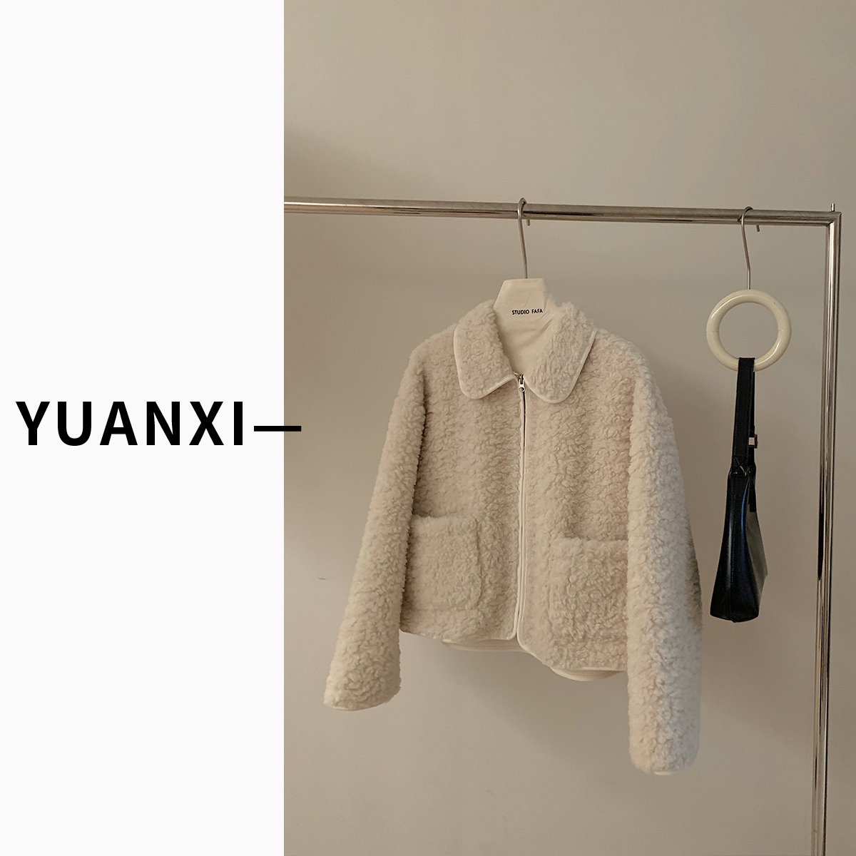 【FAFAJIA】N093 韩系设计感娃娃领毛毛外套女冬季新款