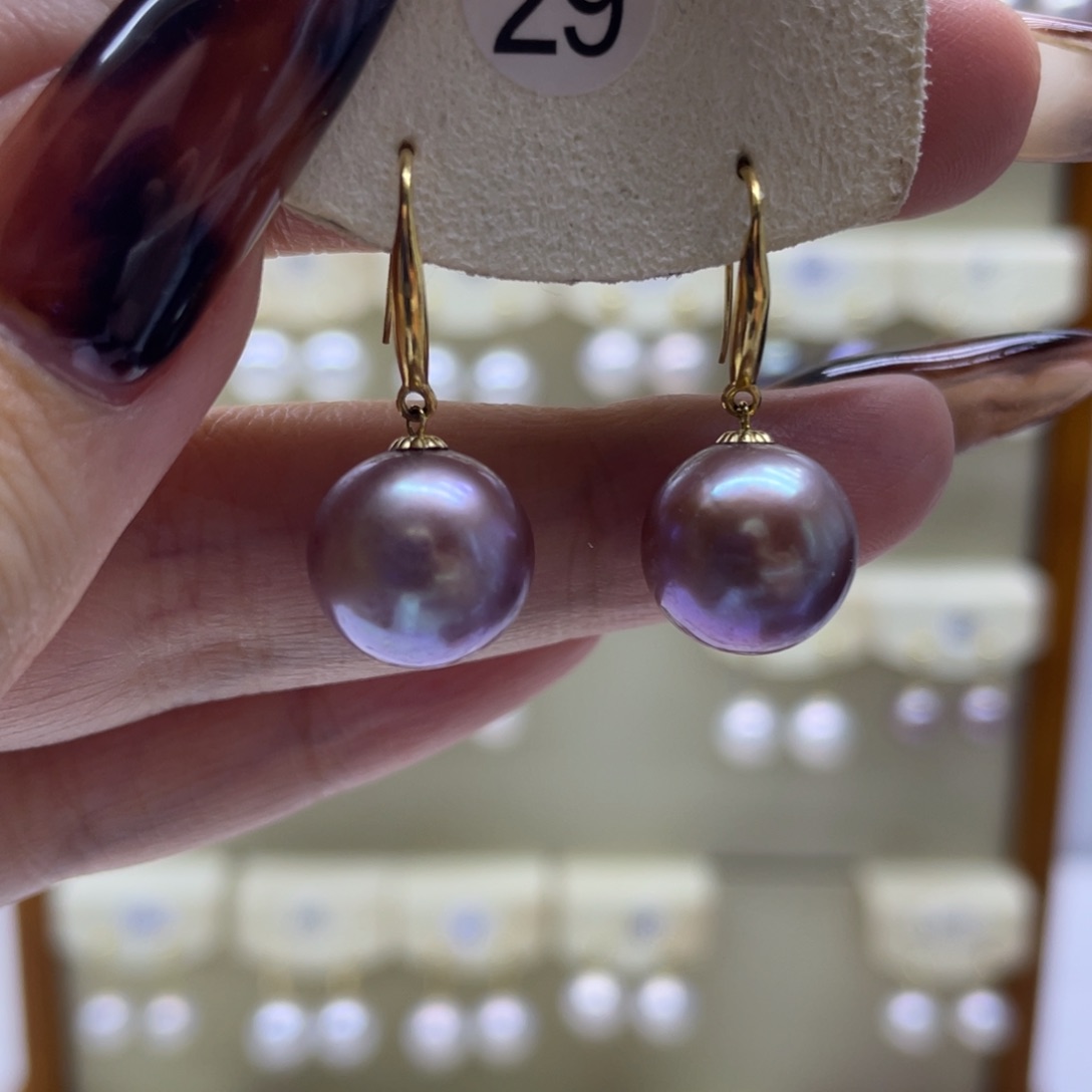 淡水珍珠耳饰18K金镶嵌