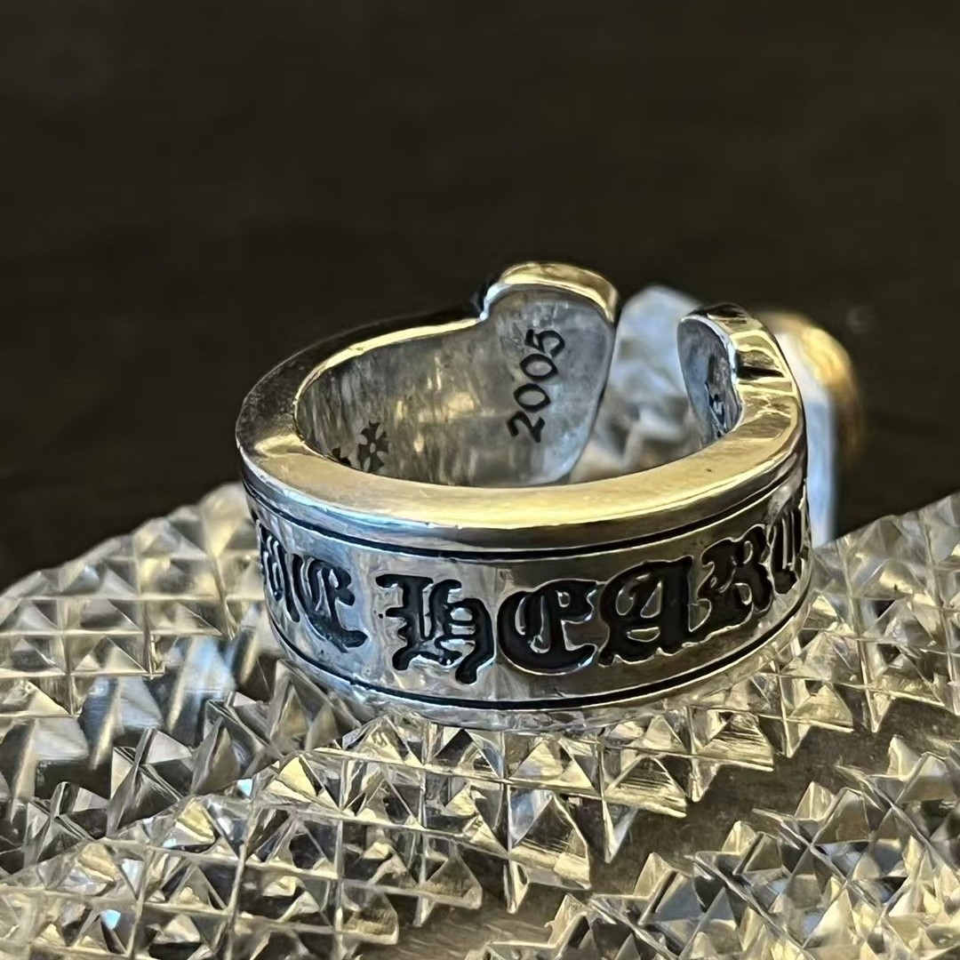 95新 Chrome Hearts/克罗心 只盒/卷轴开口戒指(US8)
