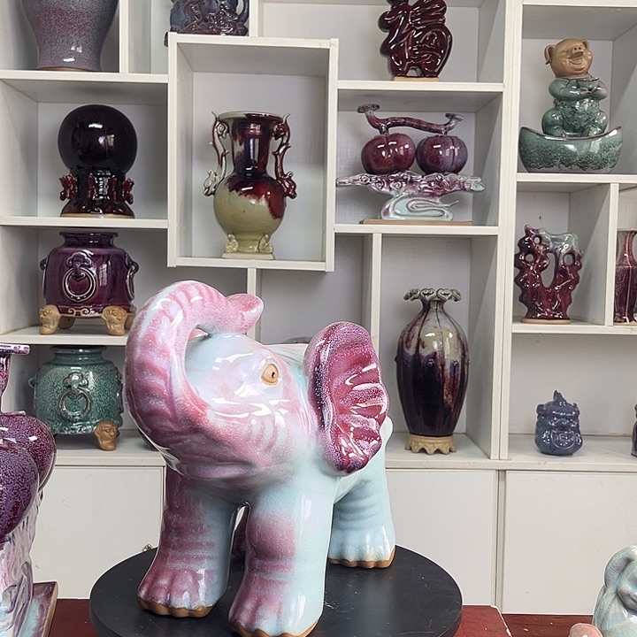 钧瓷摆件吉象如意