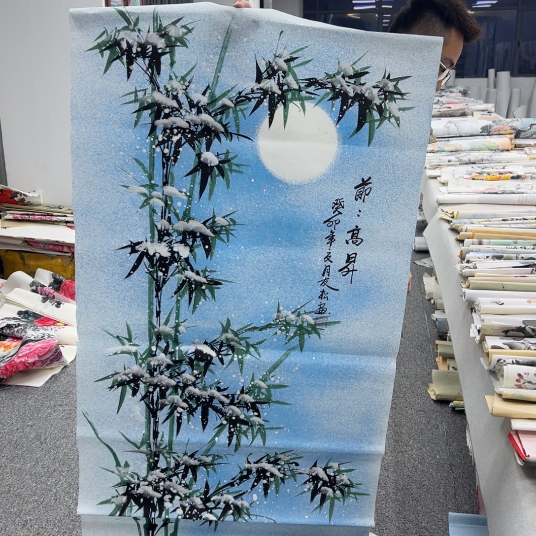 国画卖字画的小男孩