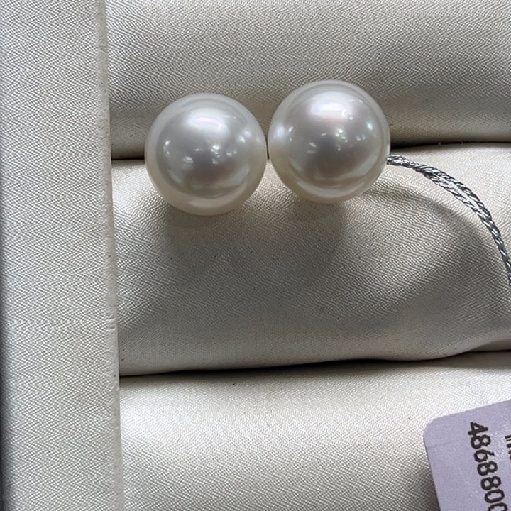 银S925镶嵌耳饰海水珍珠11mm