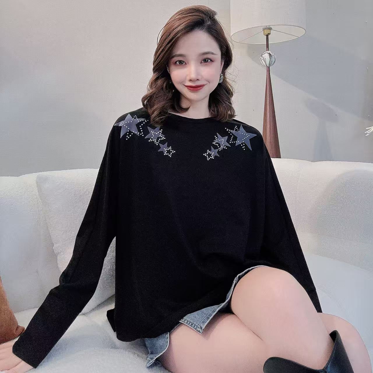GIRDEAR/哥弟精品时髦百搭显瘦印花百搭显瘦毛衣上衣1300321