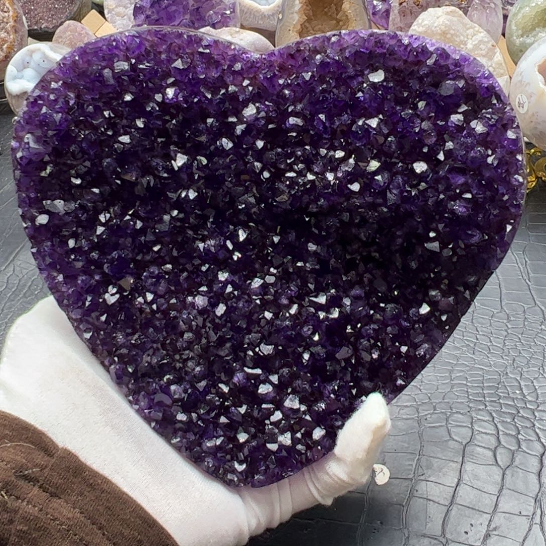 未镶嵌珠宝半成品水晶大漏绝美紫水爱心45