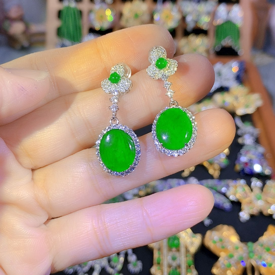 吊坠(不含链)银S925镶嵌翡翠