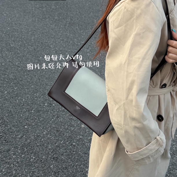 95新 Celine/思琳 全皮拼色frame单肩包