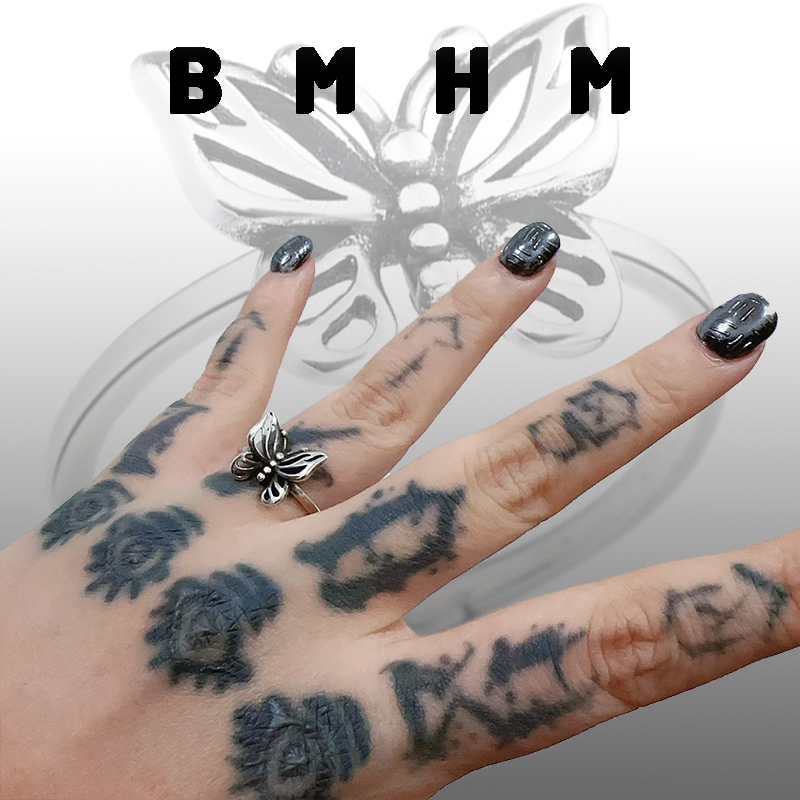 BMHM 铜合金戒指 复古蝴蝶轻奢小众冷淡风时尚百搭简约可调节